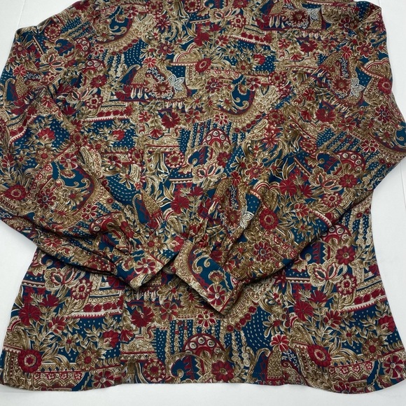 Pendleton VNT Country Sophisticates Floral Blouse W 14 Brown Maroon Blue USA - Picture 2 of 16